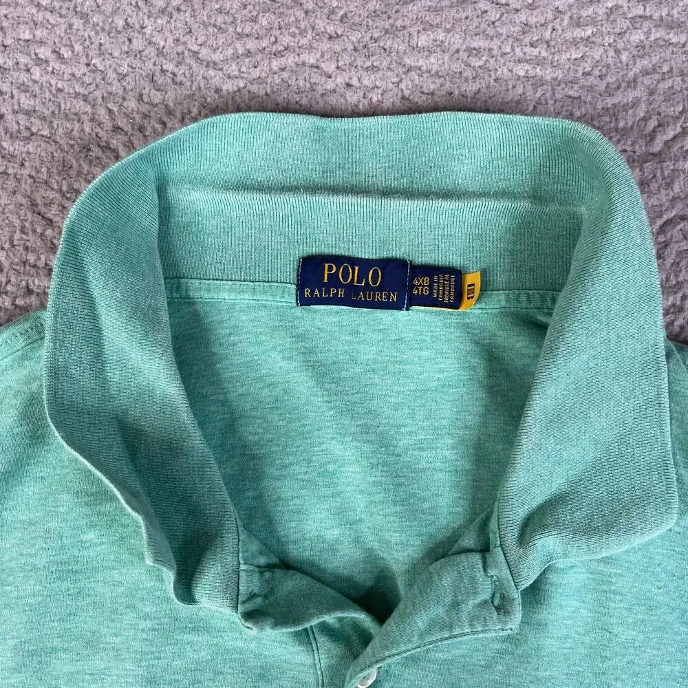 POLO RALPH LAUREN Shirt Mens 4XB Green Big & Tall Short Sleeve Flesh Pony Logo